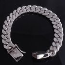 925 STERLING SILVER CHAIN LINK BIKER CHOPPER BRACELET 8"