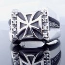 MALTESE IRON CROSS 925 SILVER ZIRCONIA LORD OF KINGS CHOPPER RING US sz 6 to 15