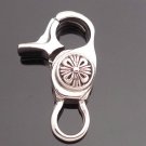 925 STERLING SILVER TATTOO FLOWER FLEUR KEYRING WITH CLASP