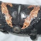 CARVED TRIBAL CROSS BIKER FRONT BAR LEATHER FORK TOOL KIT BAG