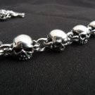 CHUNKY FAT SKULL 925 SOLID STERLING SILVER CHAIN MEN'S ROCKSTAR BRACELET 7.5"