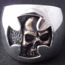 925 STERLING SILVER HIDDEN SKULL ROCKSTAR BIKER KING RING US sz 14.5 = Z4