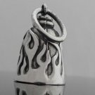 AMERICAN MOTORCYCLE RIDER FLAMES PEWTER BIKER BELL