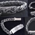 FANCY TRIBAL BIKER DRAGON 925 STERLING SILVER CHAIN BRACELET 8.5"
