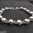 925 STERLING SILVER FATTY SKULL LINK BIKER BRACELET 8"