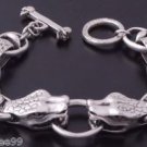 925 STERLING SILVER FANCY PYTHON SNAKE BIKER BRACELET 8.5"