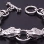 925 STERLING SILVER FANCY PYTHON SNAKE BIKER BRACELET 8.5"