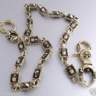 SKULL LINK CLASP BRASS BIKER CHOPPER S HOOK WALLETCHAIN 24"