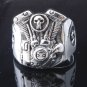 925 STERLING SILVER PISTON SKULL V2 ENGINE BIKER RING US sz 7 to 15