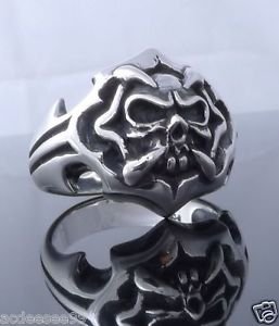 .925 STERLING SILVER CLAW SKULL CHOPPER BIKER RING sz 6 to 15
