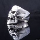925 STERLING SILVER PIERCED SKULL JAW BIKER CHOPPER MEN'S RING US sz 5 to 15