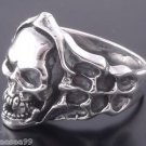 .925 STERLING SILVER SKULL BONE FLAME CHOPPER BIKER RING sz 6 to 15