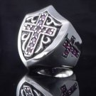 925 SILVER TEMPLAR KNIGHT GOTHIC CROSS TRIBAL SHIELD BIKER RING US sz 10,12