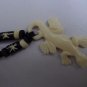 CARVED BUFFALO BONE GECKO PENDANT STRING NECKLACE 18"