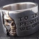 925 STERLING SILVER HALF SKULL BIKER MEN´S RING US sz 14