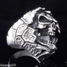 925 STERLING SILVER ENCRUSTED SKULL  JAW BIKER MEN´S RING US sz 10.5