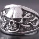 925 SILVER SKULL BONE FLAME BIKER CHOPPER RING MINT CONDITION US SZ 7 TO 15