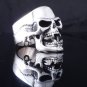 STERLING SILVER PIERCED SKULL JAW BIKER CHOPPER MEN´S RING US sz 13