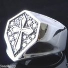 925 STERLING SILVER GOTHIC CROSS ZIRCONIA GEM BIKER RING US SZ 7 TO 15