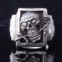 925 STERLING SILVER SKULL ROSE BONE ZIRCON RING CHOPPER RING US sz 6 to 15
