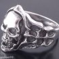 .925 STERLING SILVER SKULL BONE FLAME CHOPPER BIKER RING US sz 12