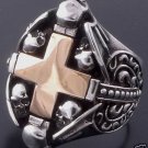 925 STERLING SILVER SKULL HEART CROSS CHOPPER RING US sz 6 to 15