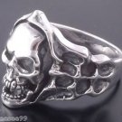 .925 STERLING SILVER SKULL BONE FLAME CHOPPER BIKER RING US sz 12.5