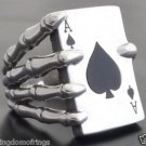 925 SILVER SKELETON ACE CARD DECK CLAW BIKER KING ROCKSTAR RING US sz 5  to 14