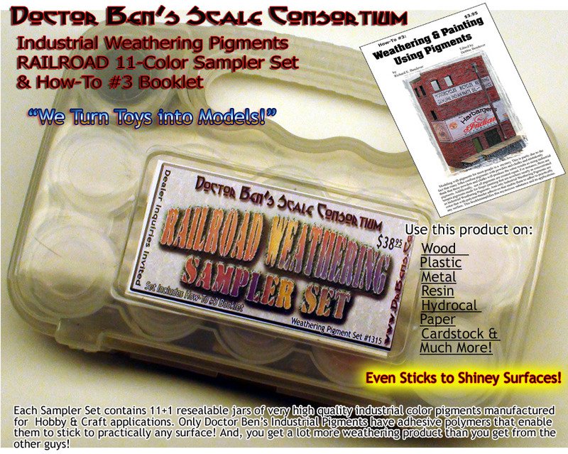 11-COLOR RAILROAD Weathering Pigment/PAINT SAMPLER SET Doctor Ben's PLASTIC.HO/N
