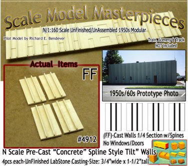 Tilt-Up Walls (FF)-1/4 Section w/Spines (2pcs-10'x20') SMM-N/Nn3