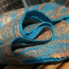 Turquoise and Gold Cobweb Scarf, from Merino wool and silk