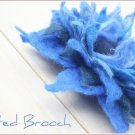 Felted Brooch Blue Dahlia, from Merino wool