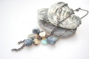 Blue Caskade Necklace and Earrings