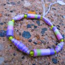 Purple & Green Paper Bead Bracelet