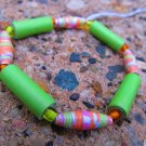 Orange & Green Paper Bead Bracelet