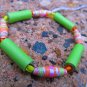 Orange & Green Paper Bead Bracelet