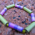 Purple & Green Paper Bead Bracelet
