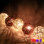 Set of 20 PCs. Brown and White Rattan Balls String Light for party and Christmas