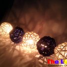 Set of 20 PCs. Blue and White Rattan Balls String Light for party and Christmas