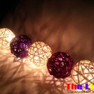 Set of 20 PCs. Purple and White Rattan Balls String Light for party and Christmas