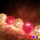 Set of 20 PCs. Pink and White Rattan Balls String Light for party and Christmas