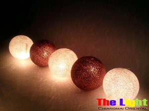 ping Set of 20 PCs. Brown & White Thread Balls String Light for party and Christmas