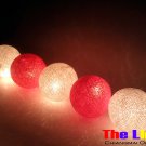 ping Set of 20 PCs. Pink & White Thread Balls String Light for party and Christmas