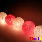 ping Set of 20 PCs. Pink & Cream Thread Balls String Light for party and Christmas