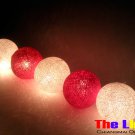 ping Set of 20 PCs. Red & Cream Thread Balls String Light for party and Christmas