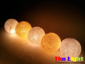 ping Set of 20 PCs. Yellow & White Thread Balls String Light for party and Christmas