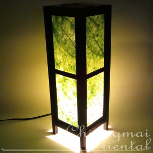 15" High Green Leaf Mulberry Paper Lantern Lamp Light