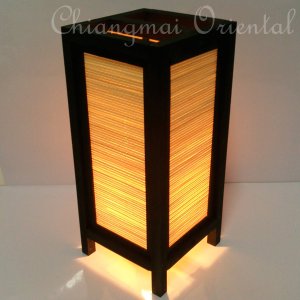 11" High Yellow Bamboo Blind Table Lantern Lamp Light