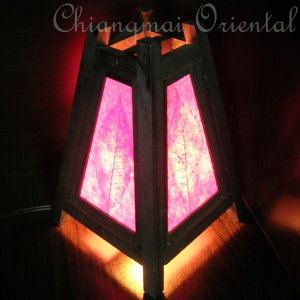 8" High Purple Leaf Mulberry Paper Lantern Lamp Light