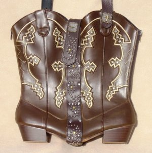 Brown Zipper Side Cowboy Boot Purse (AB#17)
